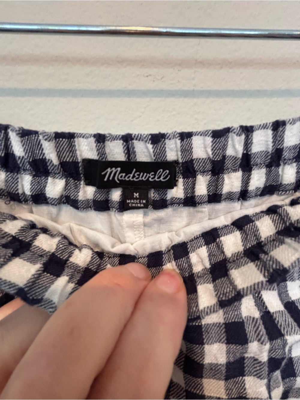 Madewell Navy and White Gingham Ruffle Two-Piece - Picture 3 of 5